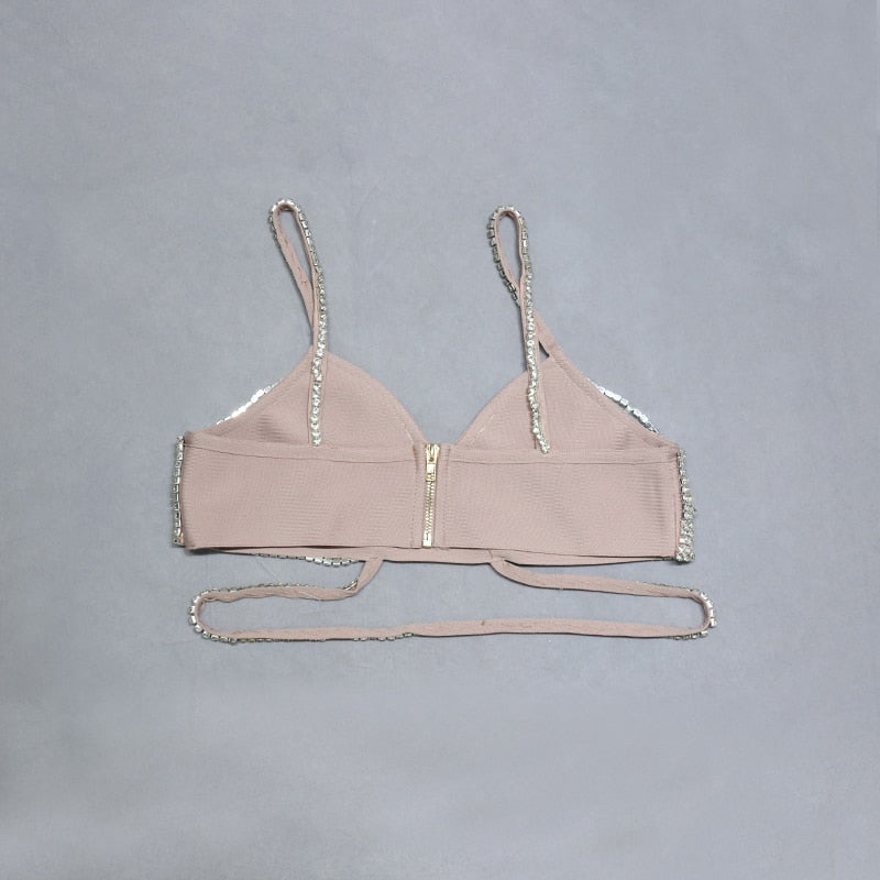 Jobelle Bandage Two Piece Rhinestone Two Piece Set - SunsetFashionLA