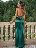 Kaia Satin Backless Gown Dress - SunsetFashionLA