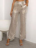 Kalonice Belted Sequin Wide Leg Pants - SunsetFashionLA