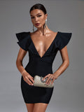 Leah Bandage Ruffle Shoulders Dress