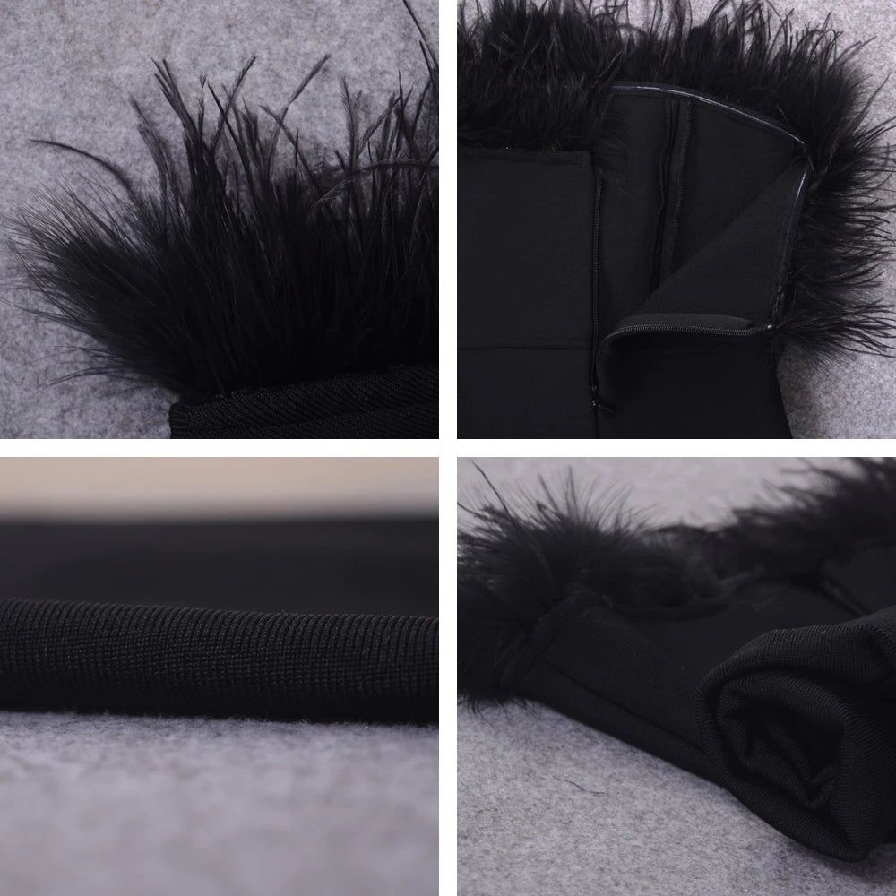 Lessie Strapless Feather Bandage Dress - SunsetFashionLA