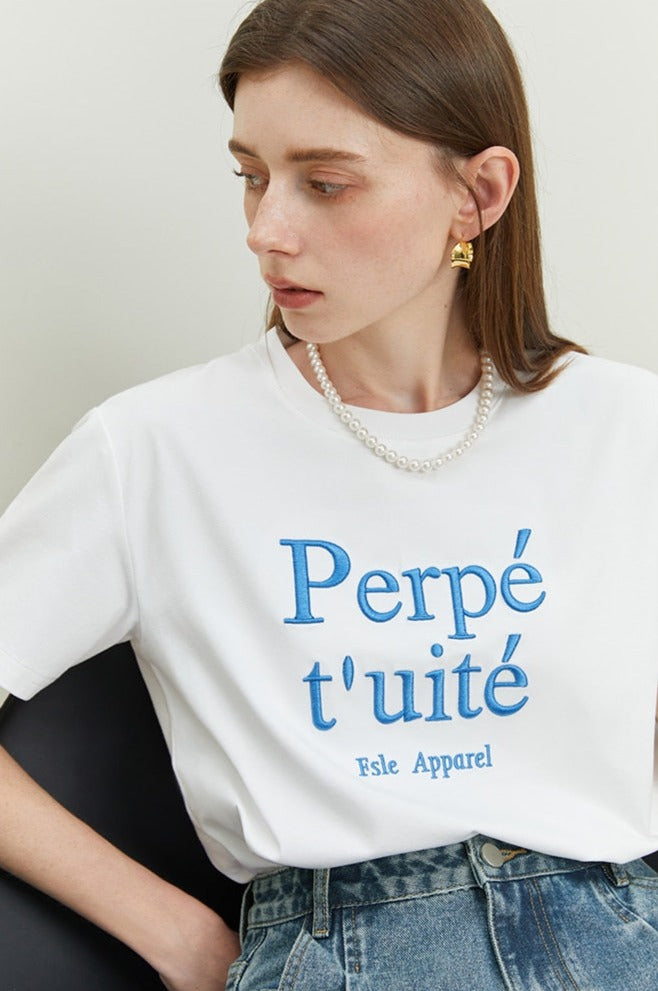 Letter Embroidered TShirt - SunsetFashionLA
