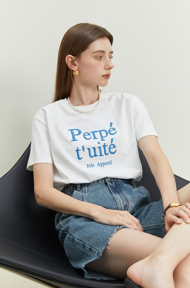 Letter Embroidered TShirt - SunsetFashionLA