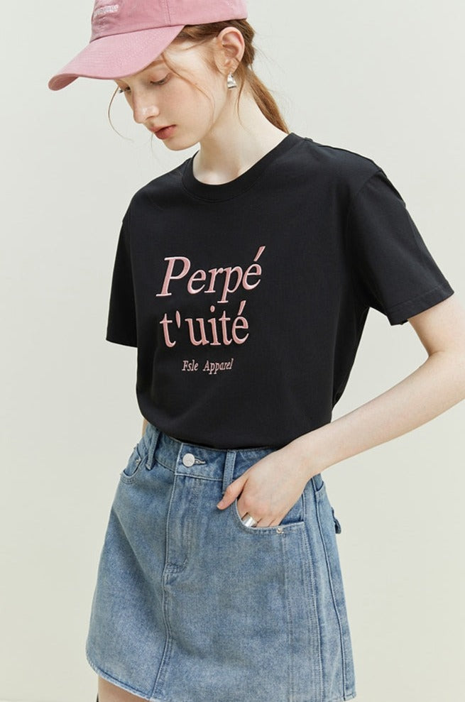 Letter Embroidered TShirt - SunsetFashionLA