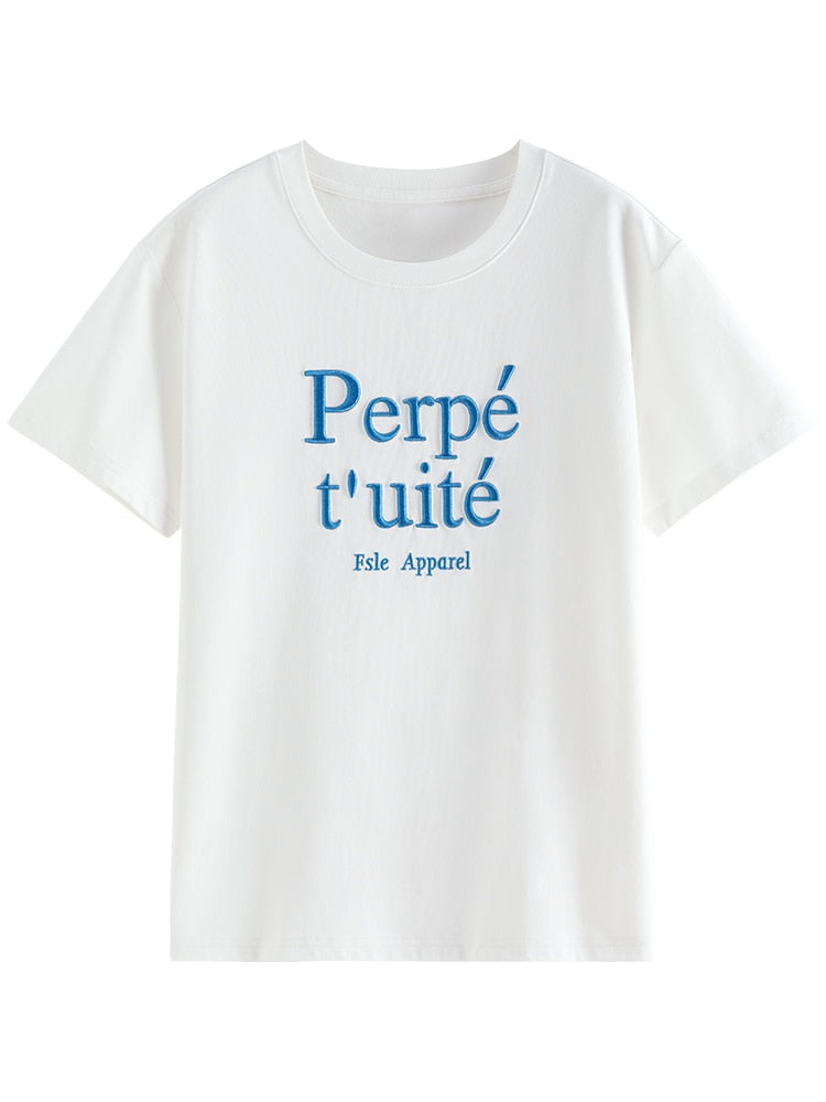 Letter Embroidered TShirt - SunsetFashionLA