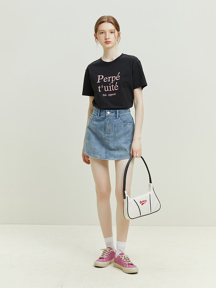 Letter Embroidered TShirt - SunsetFashionLA