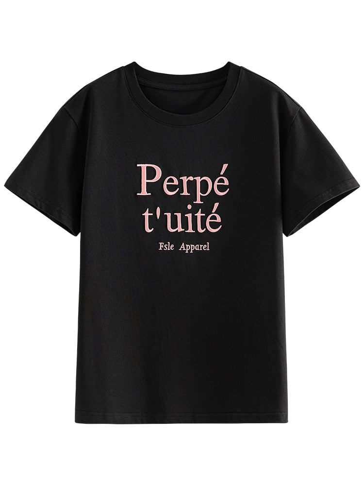 Letter Embroidered TShirt - SunsetFashionLA