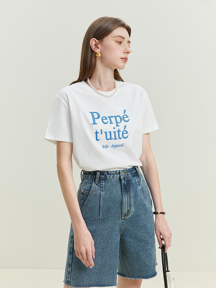 Letter Embroidered TShirt - SunsetFashionLA