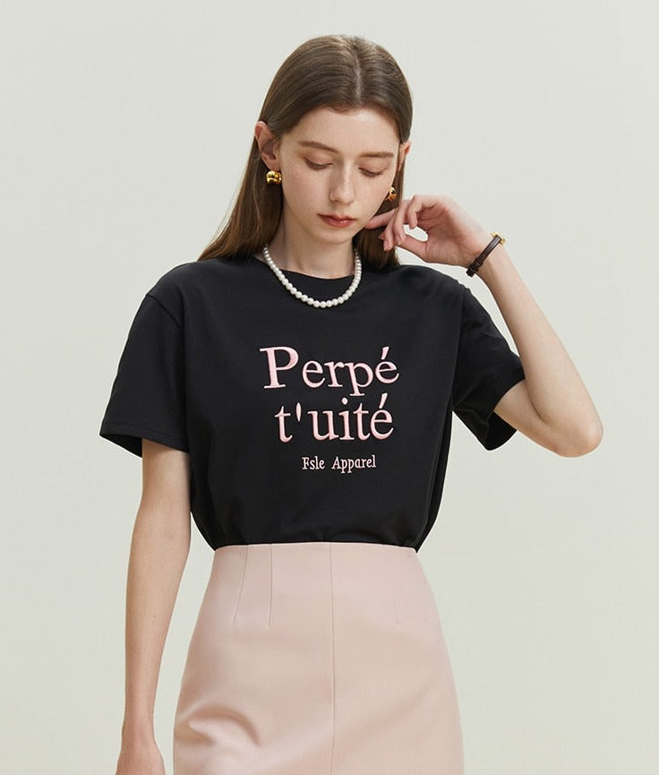 Letter Embroidered TShirt - SunsetFashionLA