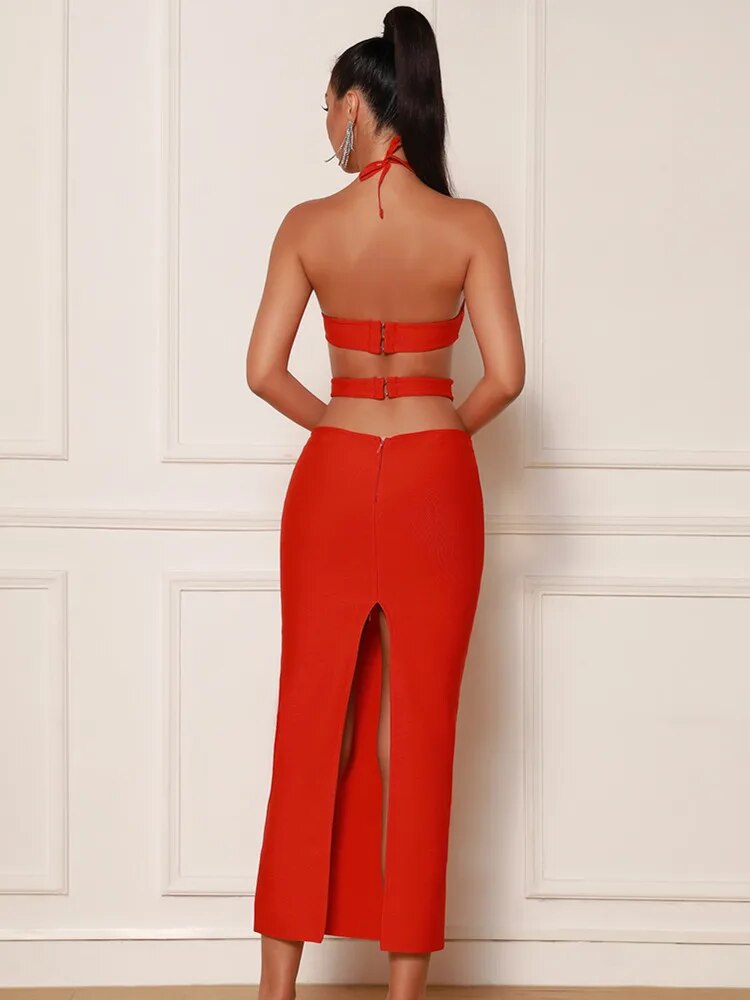 Licia Halter Cut Out Bandage Dress - SunsetFashionLA