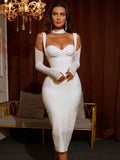 Liliana Bandage Off Shoulder Long Sleeve Dress - SunsetFashionLA