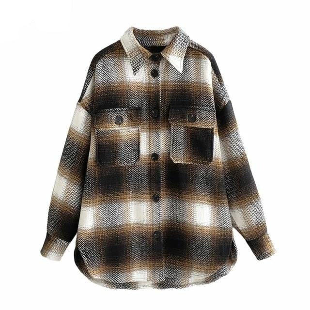 Lindy Oversized Plaid Jacket - SunsetFashionLA