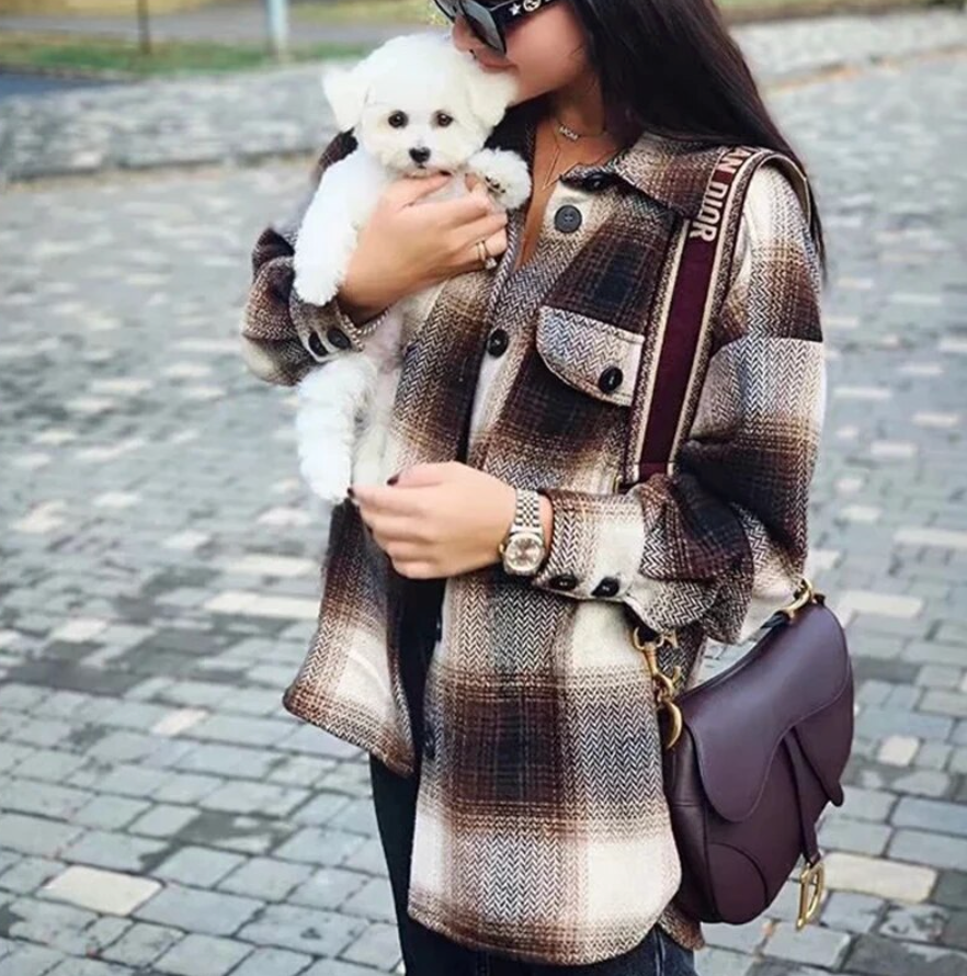 Lindy Oversized Plaid Jacket - SunsetFashionLA