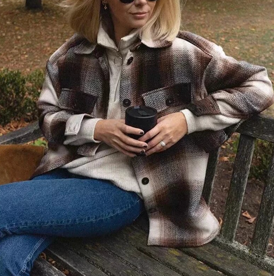 Lindy Oversized Plaid Jacket - SunsetFashionLA