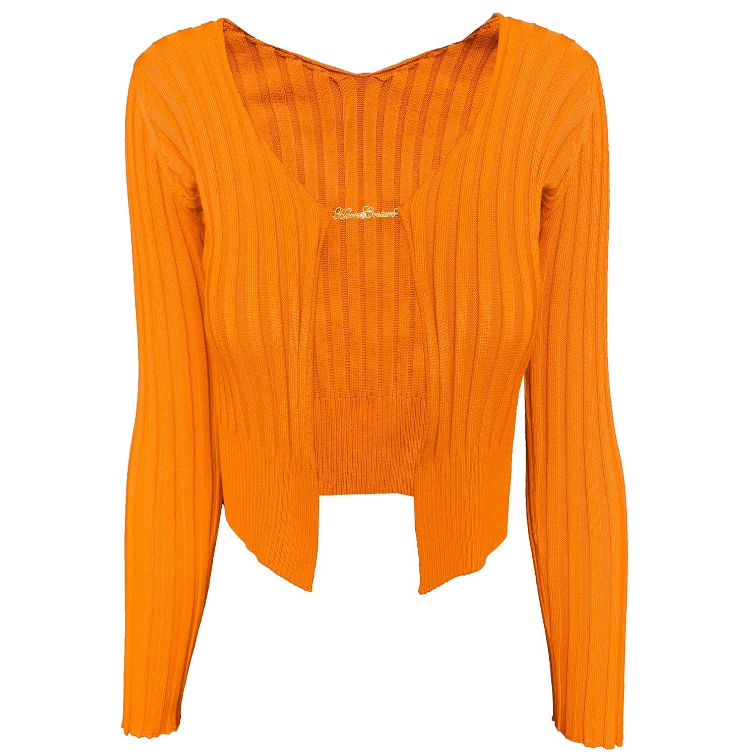 Lorna Chain Detail Open Front Knitted Long Sleeve Top - SunsetFashionLA