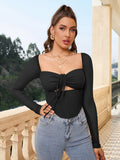 Lucy Long Sleeve Cut Out Top - SunsetFashionLA