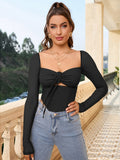 Lucy Long Sleeve Cut Out Top - SunsetFashionLA