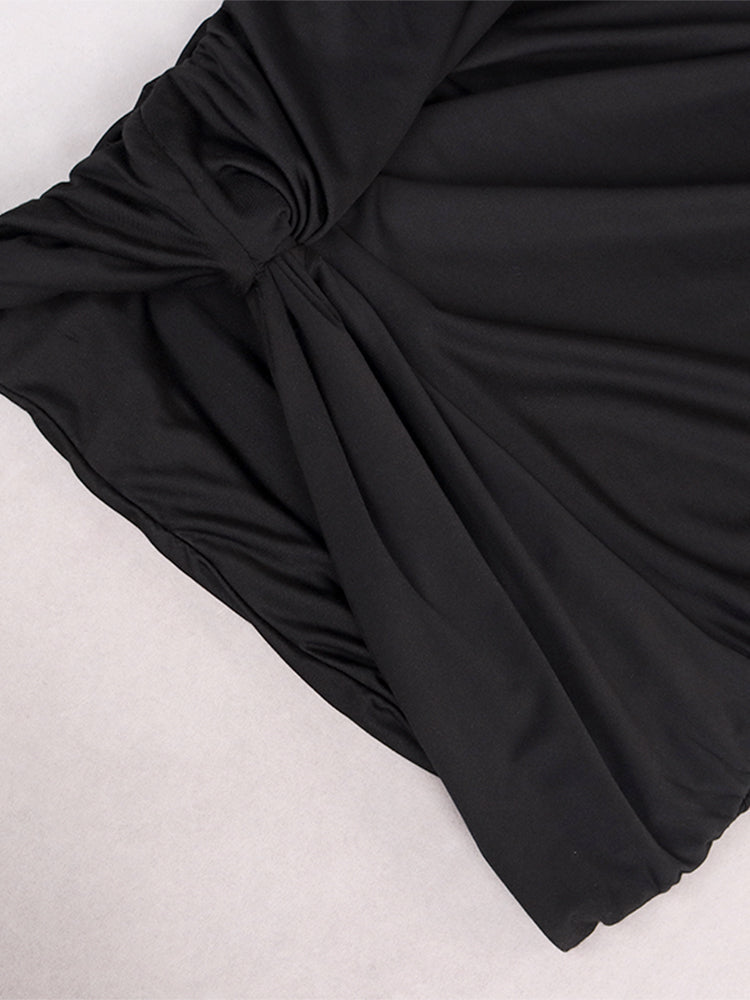 Maddox Ruched Crop Top and Twist Side Split Skirt Two Piece Cut Out Dress - SunsetFashionLA