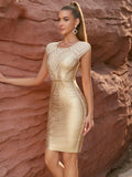 Madeline Bandage Gold Dress - SunsetFashionLA