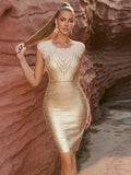 Madeline Bandage Gold Dress - SunsetFashionLA