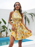 Makyala Halter Flower Dress - SunsetFashionLA