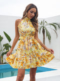 Makyala Halter Flower Dress - SunsetFashionLA