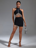 Meara Bandage Rhinestone Two Piece Dress Set - SunsetFashionLA