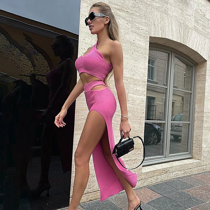 Miley One Shoulder Cut Out Set - SunsetFashionLA