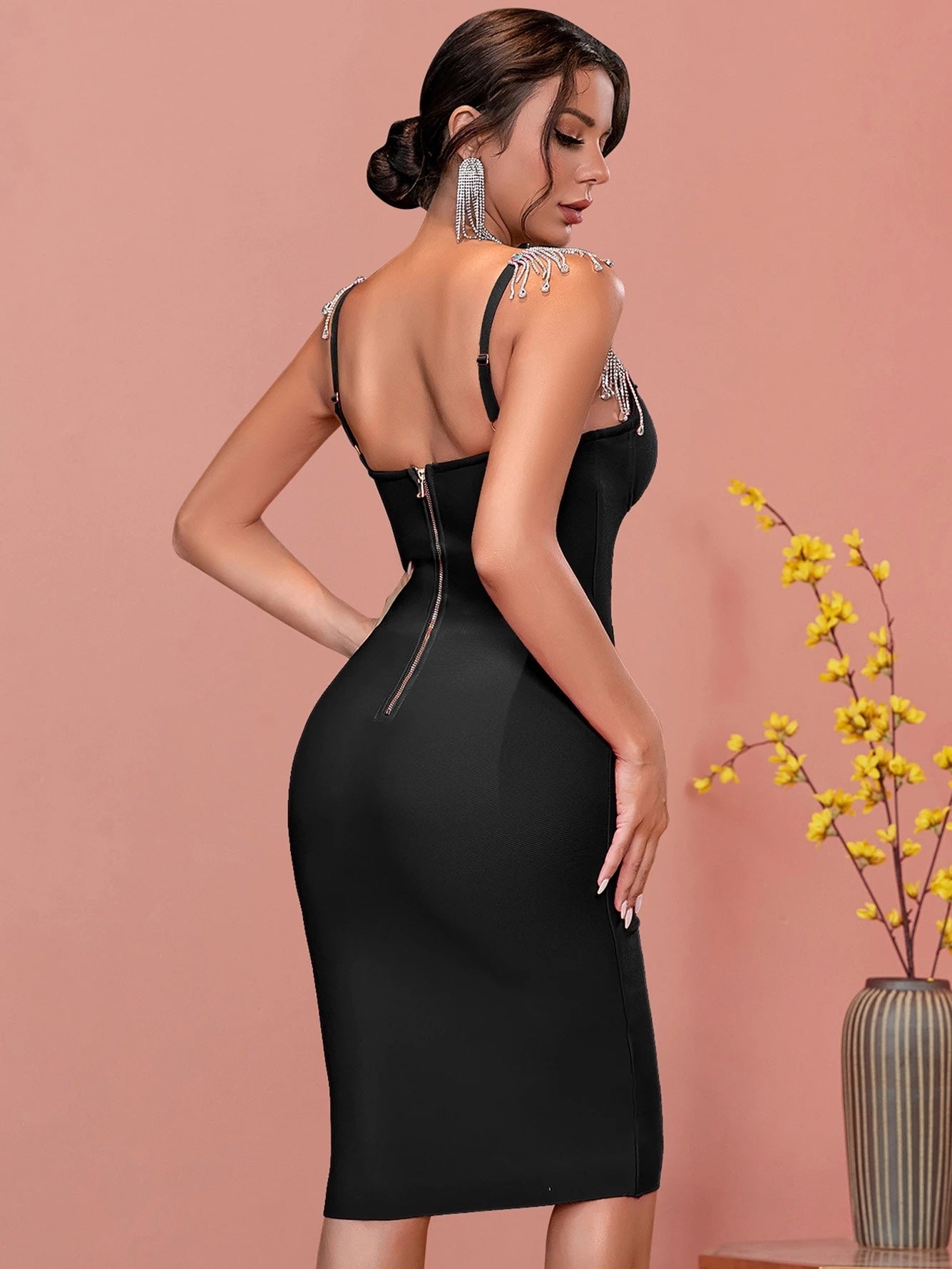 Muse Bandage Dress with Rhinestones - SunsetFashionLA