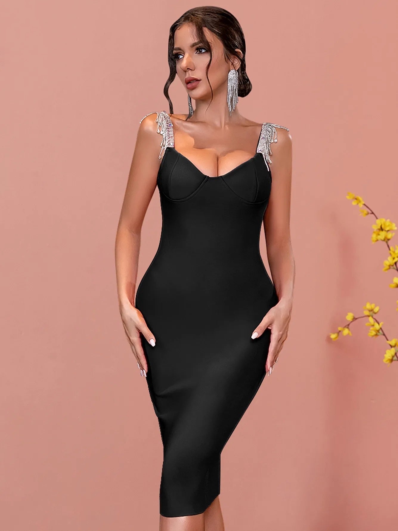 Muse Bandage Dress with Rhinestones - SunsetFashionLA