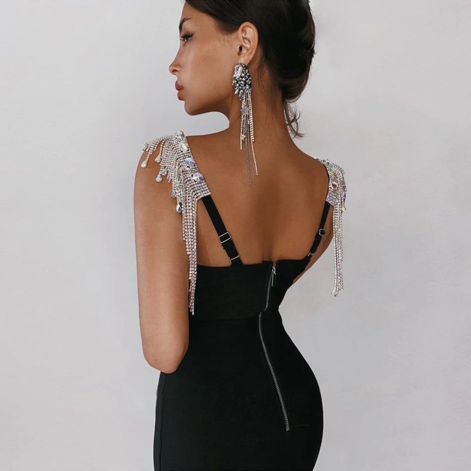 Muse Bandage Dress with Rhinestones - SunsetFashionLA