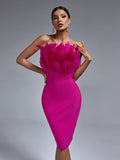 Nathalia Strapless Bandage Feather Dress