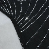 Nathalie Mesh Rhinestone Feather Long Sleeve Dress - SunsetFashionLA