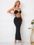 Nora Black Halter Cut Out Dress - SunsetFashionLA