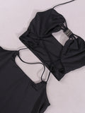 Nora Black Halter Cut Out Dress - SunsetFashionLA