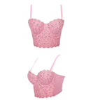 Novalie Rhinestone Corset Style Cropped Top - SunsetFashionLA