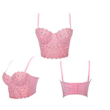 Novalie Rhinestone Corset Style Cropped Top - SunsetFashionLA