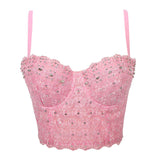 Novalie Rhinestone Corset Style Cropped Top - SunsetFashionLA