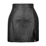 Nyala High Waist Crocodile Pattern Vegan Leather Skirt - SunsetFashionLA
