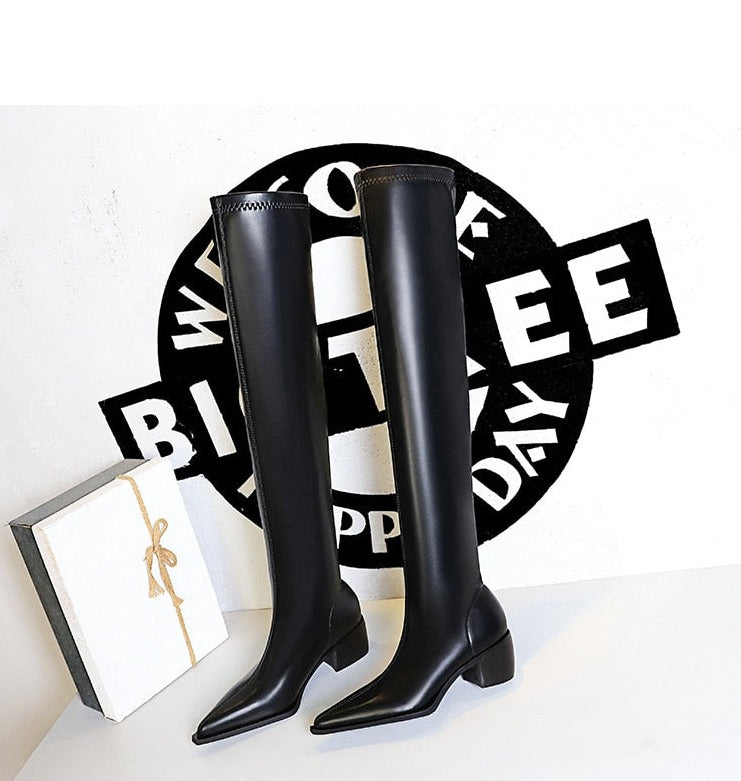 Over Knee High Boots Vegan Leather Boots - SunsetFashionLA