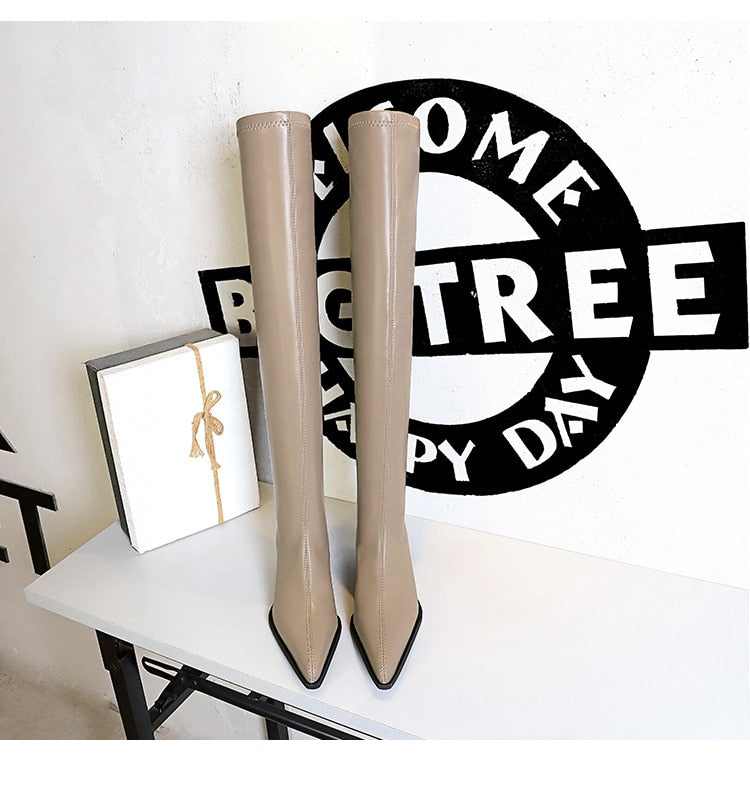 Over Knee High Boots Vegan Leather Boots - SunsetFashionLA