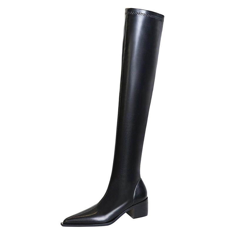 Over Knee High Boots Vegan Leather Boots - SunsetFashionLA