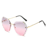Oversized Rimless Rhinestone Sunglasses - SunsetFashionLA