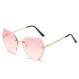 Oversized Rimless Rhinestone Sunglasses - SunsetFashionLA