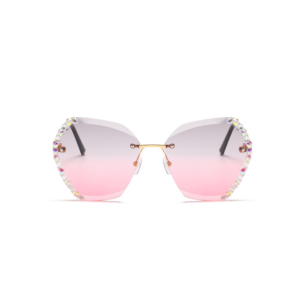 Oversized Rimless Rhinestone Sunglasses - SunsetFashionLA