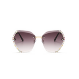 Oversized Rimless Rhinestone Sunglasses - SunsetFashionLA