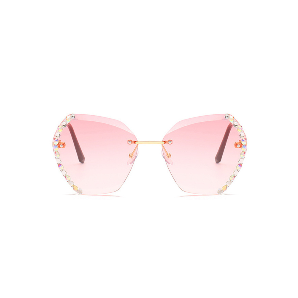 Oversized Rimless Rhinestone Sunglasses - SunsetFashionLA