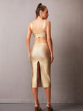 Penelope Bandage Cut Out Gold Dress - SunsetFashionLA