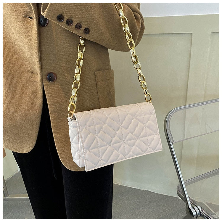 Plaid Vegan Leather Shoulder Bag - SunsetFashionLA