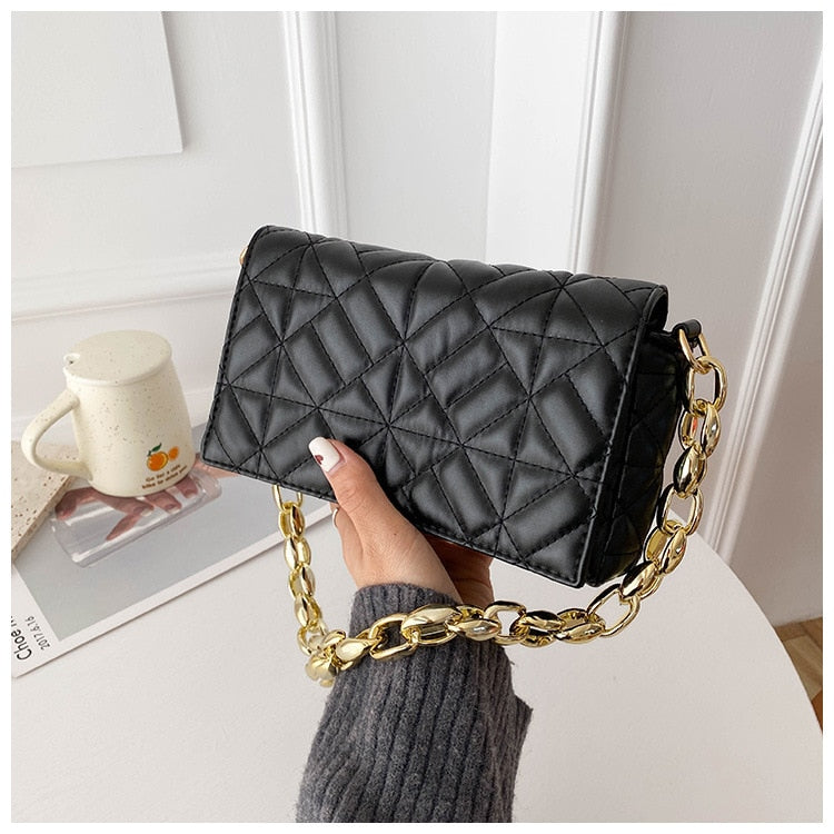 Plaid Vegan Leather Shoulder Bag - SunsetFashionLA